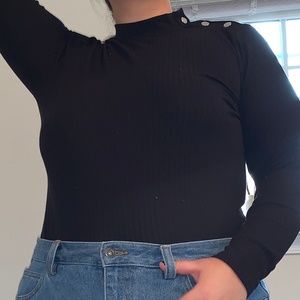 Charlotte Russe Black Mock-neck Long Sleeve